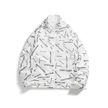 Двухсторонняя мужская спортивная куртка с воротником-стойкой и буквенным принтом, весенне-осенняя бейсбольная молодежная повседневная одежда M синий