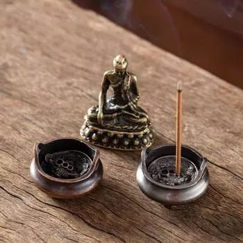 Двухухий золотой жабий сидение для благовоний антикварное мини-сидение для благовоний трехногий держатель для благовоний для помещений медный красный