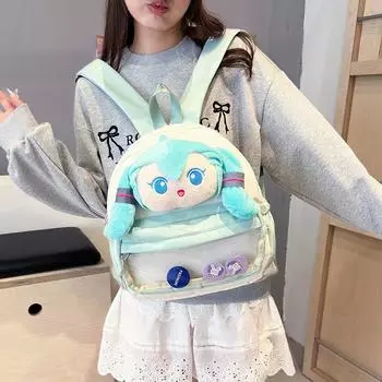 Двумерный мягкий рюкзак для девочки, симпатичная сумка для японской куклы с большой головой, мультяшная сумка для девочки, сердечко, студентка, маленький рюкзак для хранения зелёный