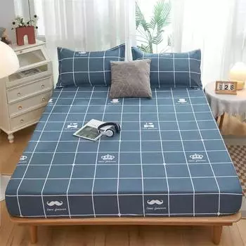 Двуспальная кровать Простыня Стеганое покрывало на кровати Тканый воздухопроницаемый наматрасник Чехол на односпальную кровать Кровать с наволочками 90x200x30cm