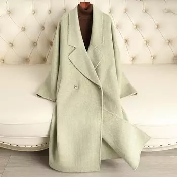 Двустороннее кашемировое пальто, длинное свободное и универсальное высококачественное шерстяное пальто 2024 года, осень-зима, новая поставка цельного изделия S100-125 розы красного