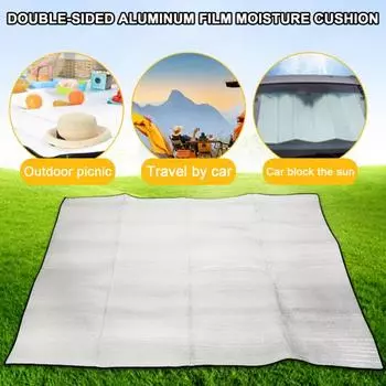 Двустороннее одеяло для пикника из алюминиевой фольги, влагостойкий изоляционный коврик, прямоугольный квадратный портативный складной коврик для пляжной палатки и кемпинга 150x200cm