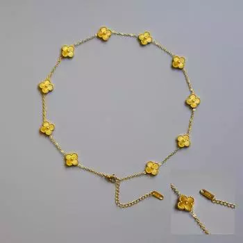 Двустороннее ожерелье из клевера и рябчика с десятью цветами, гальванизированное золото 18 карат, ожерелье из клевера и десяти цветов золотой