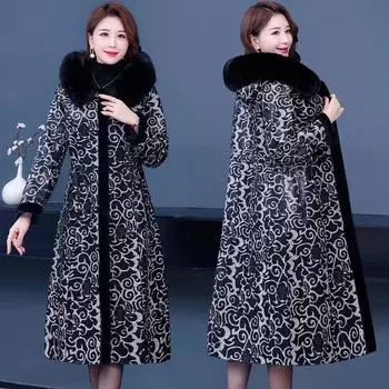 Двустороннее пальто из искусственного меха, женское цельное меховое пальто на осень-зиму, новое длинное бархатное плотное теплое пальто выше колена, женское XL