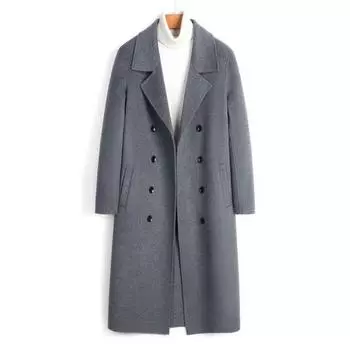 Двустороннее шерстяное пальто из 100% шерсти, длинное высококачественное мужское шерстяное пальто Nizi длиной выше колена L чёрный