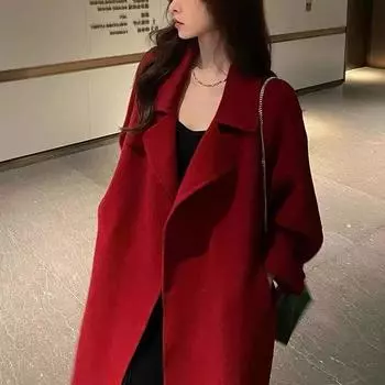 Двустороннее шерстяное женское пальто. S