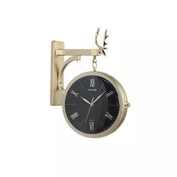 Двусторонние круглые настенные часы с креплением на стену, настенные часы с двойным циферблатом, винтажный ретро-декор для дома, металлическая рамка, стеклянная крышка циферблата