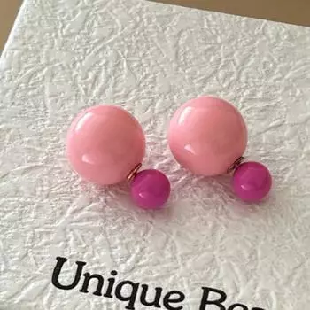 Двусторонние круглые серьги-шарики для женщин, роскошные милые розовые серьги-гвоздики, новинка 2023, однотонные уникальные аксессуары фиолетовый