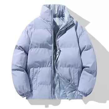 Двусторонние мужские пальто с хлопковой подкладкой на осень и зиму, трендовые утолщенные теплые пальто с хлопковой подкладкой с надписью для студентов и молодых мужчин со стоячим воротником M