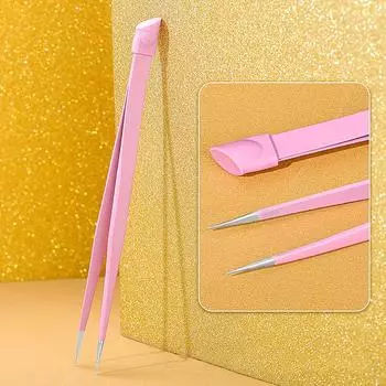 Двусторонние пинцеты для ногтей с силиконовой головкой, пинцеты для ногтей, щипцы для наклеек, маникюрные инструменты для дизайна ногтей, аксессуары розовый