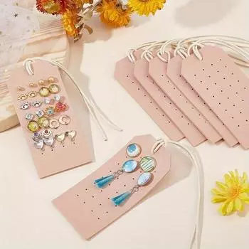 Двусторонние серьги из искусственной кожи, подставка для ювелирных изделий, серьги-гвоздики, клипсы для ушей, полка для хранения, картонные подвесные серьги, реквизит для демонстрации розовый