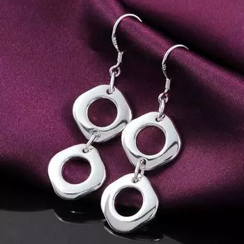Двусторонние серьги из стерлингового серебра 925 пробы, модные свадебные украшения 4.50*1.10cm