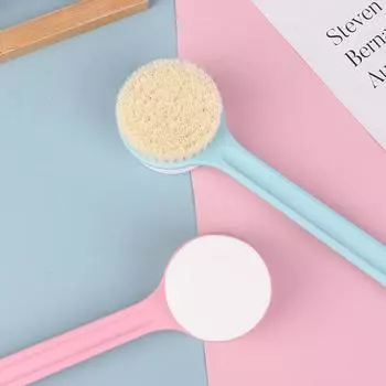 Двусторонний аппликатор для нанесения солнцезащитного лосьона и мази Длинная ручка Очиститель для тела Щетка для душа Бесплатный аппликатор для нанесения солнцезащитного крема на спину розовый