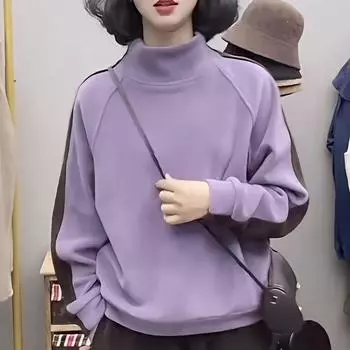 Двусторонний австралийский бархатный утолщенный свитер-пуловер осень-зима новый свободный повседневный бархатный цветной нижний топ для женщин M recommends 75-47.5 kg фиолетовый