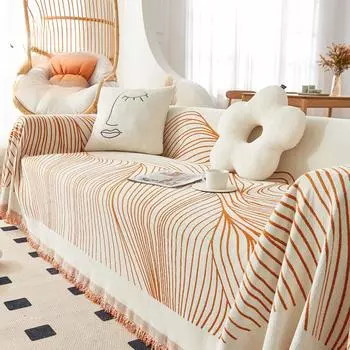 Двусторонний чехол для дивана, полотенце Ins Style, шенилл, четыре сезона, универсальное одеяло, все включено, универсальный пыленепроницаемый чехол 180*130cm
