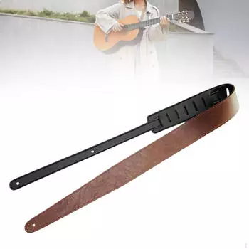 Двусторонний гитарный ремень, аксессуары для инструментов, винтажный регулируемый ремень для отдыха из искусственной кожи Black