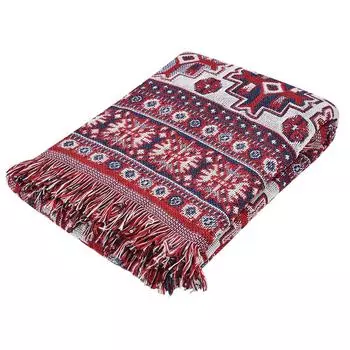 Двусторонний хлопковый тканый диванный плед с декоративными кисточками для дивана-кровати (# 2)