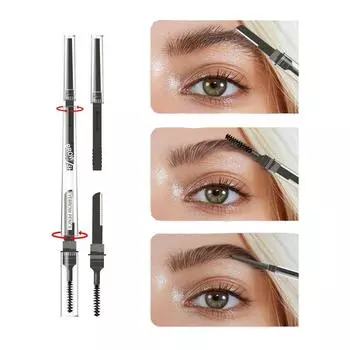 Двусторонний карандаш для бровей можно заменить одним кончиком карандаша для бровей, чтобы очертить естественную форму бровей и создать идеальный вид макияжа. серый