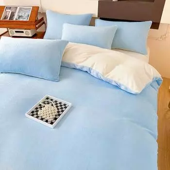 Двусторонний комплект из четырех предметов из молочного флиса, утолщенное постельное белье из кораллового флиса, флисовый термофланелевый пододеяльник 1.2m bed