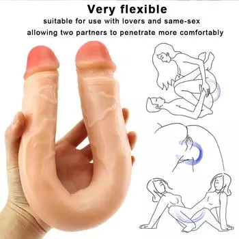 Двусторонний мягкий реалистичный фаллоимитатор-пенис с присоской, фаллоимитатор для анала, большой пенис для женщин, секс-игрушки, женский мастурбатор, секс для взрослых 38.5cm