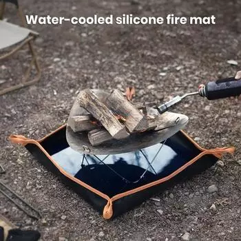 Двусторонний огнестойкий коврик, термостойкий портативный многоразовый водонепроницаемый квадратный дровяной коврик для гриля S