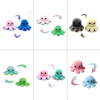 Двусторонний осьминог плюшевый мягкий плюшевый игрушка подушка домашнее животное покажите свое настроение не говоря ни слова