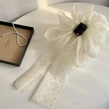 Двусторонний пузырь-бантик для волос, коготь из органзы, длинные ленты, заколка для волос, головной убор, заколка для волос с облаком, день рождения