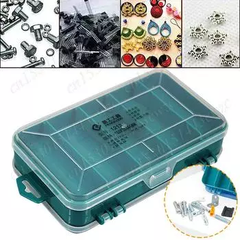 Двусторонний ящик для хранения винтов, прозрачный пластиковый прямоугольный ящик, многофункциональный для гаек, болтов, винтов, гвоздей и мелкого крепежа зелёный