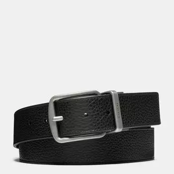 Двусторонний ремень с пряжкой Coach Harness, длина 38 мм, черный, темно-коричневый One Size