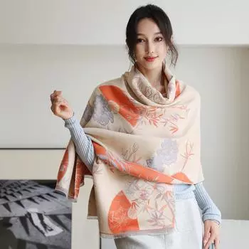 Двусторонний шарф для женщин, длинный стиль осень-зима, подходит как для ношения, так и для ношения плащей, с толстой шалью из искусственного кашемира 65 * 190cm