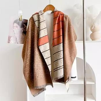 Двусторонний шарф, женский зимний двухцелевой с кондиционером для комнаты, большая шаль, осень и зима, длинный утолщенный и теплый 185cm хаки