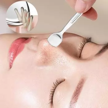 Двусторонний шпатель для удаления черных точек, очиститель пор на носу и лице из нержавеющей стали, профессиональный инструмент для салона красоты и здоровья лица onesize серебряный
