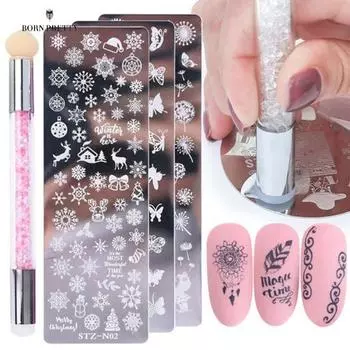 Двусторонний штамп для ногтей, украшения для ногтей, полировка, живопись, рисунок, маникюр, ручка для дизайна ногтей, инструмент 6