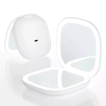 Двусторонний светильник, увеличение в 1/5 раза, светодиодное косметическое зеркало, квадратный складной светильник и портативный светильник, светодиодное косметическое зеркало