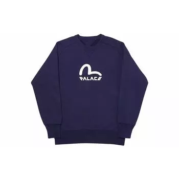 Двусторонний свитшот с круглым вырезом совместного бренда Palace Evisu, топы унисекс, синий PAL-SS20-010 L