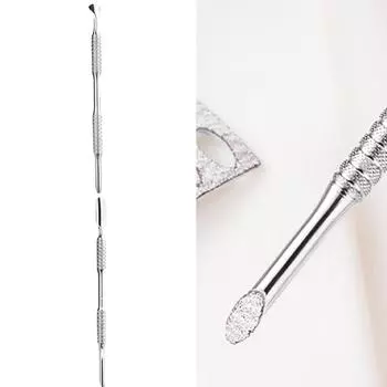 Двусторонний толкатель для кутикулы, очиститель, ручка для нанесения точек на ногти, нержавеющая сталь, маникюрный педикюр, инструмент для ухода за ногтями D