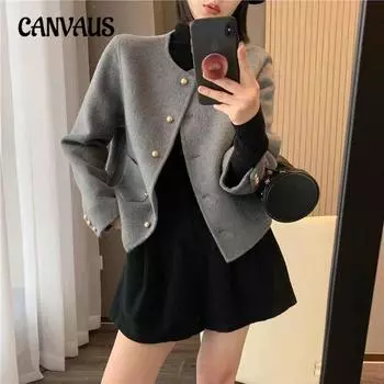 Двусторонний твидовый лоскутный женский твидовый жакет Женские топы S слоновая кость