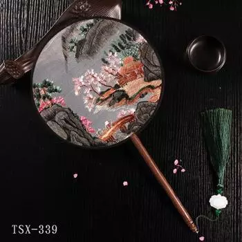 Двусторонний веер в древнем стиле, китайский стиль, Сучжоуская вышивка, аксессуары Ципао, дворцовый веер, детский танцевальный веер Ханфу ZD631