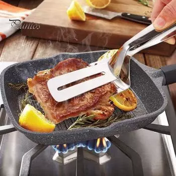Двусторонний зажим для лопатки, щипцы для гриля, зажим для гриля, щипцы для приготовления пищи на гриле, нержавеющая сталь, многоцелевые кухонные щипцы для дома и улицы Small