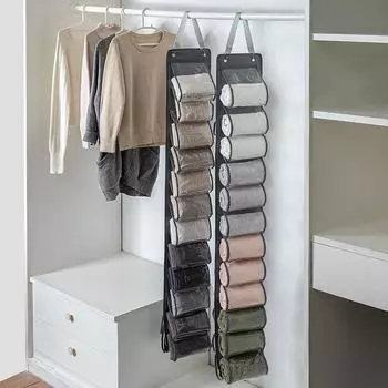 Двусторонняя 24-панельная подвесная сумка для хранения вещей для йоги, штаны для полотенец, одежда, шкаф для мелочей, прозрачная подвесная сумка для домашнего хранения на двери серый
