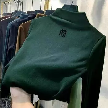 Двусторонняя бархатная полуводолазка, термобелье, женская верхняя одежда на осень и зиму, нижняя одежда, студенческий топ, футболка с длинными рукавами для женщин M