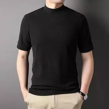 Двусторонняя бархатная толстовка для молодых мужчин с короткими рукавами, воротником-полуворотом, футболкой с короткими рукавами, модная тонкая термоодежда M