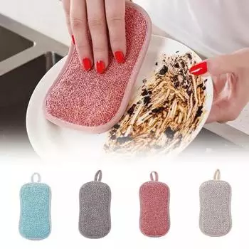Двусторонняя чистящая волшебная губка, кухонная тряпка для мытья посуды, мочалка для мытья посуды, кастрюля для удаления ржавчины, чистая ткань, инструменты для уборки дома красный