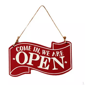 Двусторонняя деревянная дверная табличка Business Red