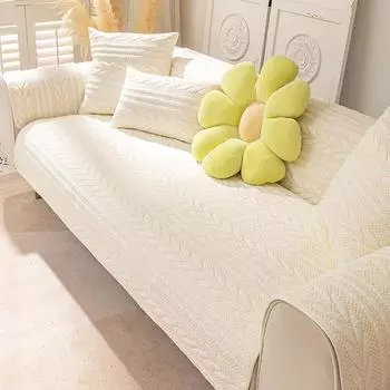 Двусторонняя диванная подушка, всесезонная универсальная хлопковая пастораль бежево-белого цвета, простая нескользящая подушка, тканевый шарф 70*70