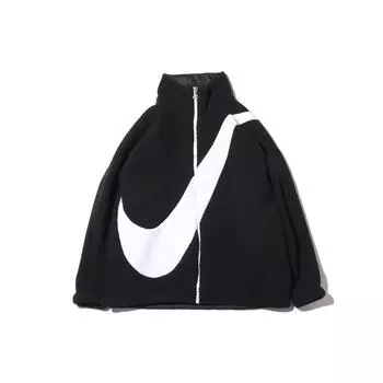 Двусторонняя флисовая куртка с дополнительной подкладкой с логотипом Nike Big Swoosh, США. Edition, Зимняя женская куртка, черная CI8937-010 XS