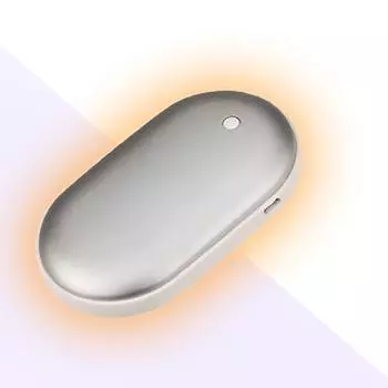 Двусторонняя грелка для рук с функцией повербанка, серебристого цвета, энергосберегающая, емкость 5000 мАч + USB-кабель