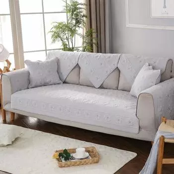 Двусторонняя хлопковая ткань стеганая вышитая диванная подушка хлопок простой современный нескользящий диванный чехол 70*70