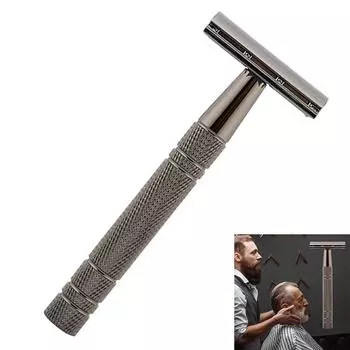 Двусторонняя классическая безопасная бритва, регулируемый бритвенный станок с 10 лезвиями, тяжелый для бритья мужчин и удаления волос у женщин серебряный