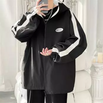 Двусторонняя контрастная цветная куртка мужская повседневная куртка большого размера с капюшоном весенне-осенняя куртка Charge M